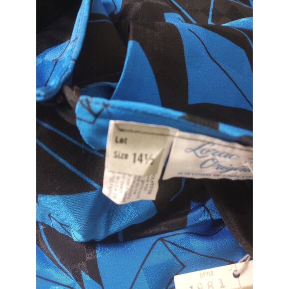 Vintage Dress 14 1/2 Blue Black Formal Lorac Original Division Lady Carol - Picture 10 of 14